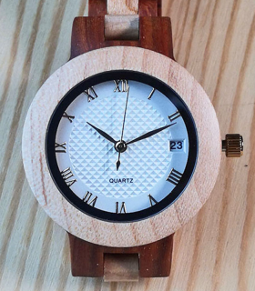 Houten horloge 2-kleurig