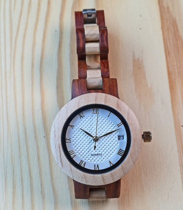 Houten horloge 2-kleurig