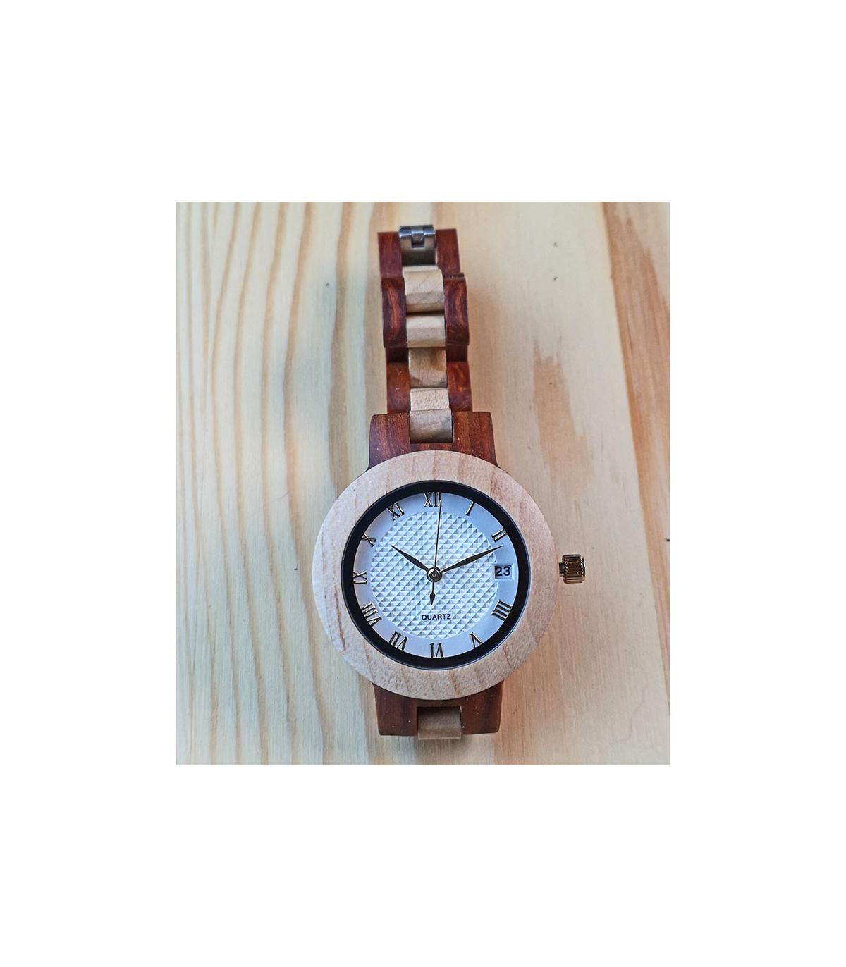 Houten horloge 2-kleurig