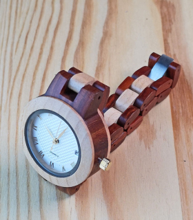 Houten horloge 2-kleurig