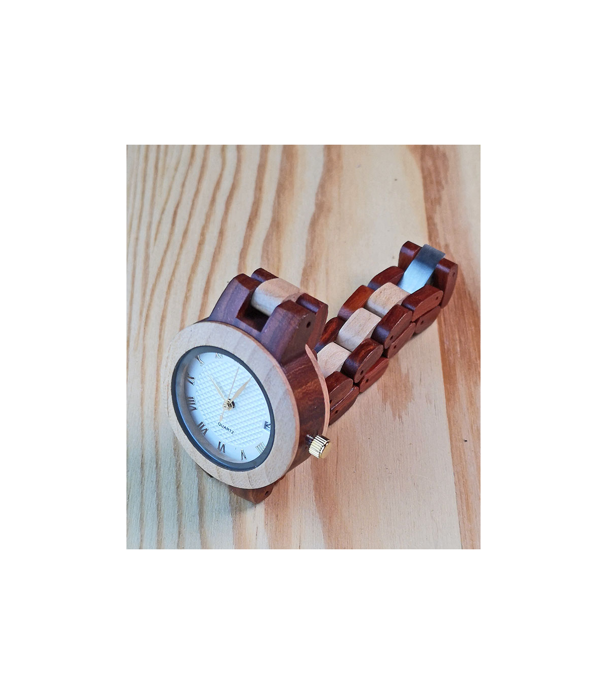 Houten horloge 2-kleurig
