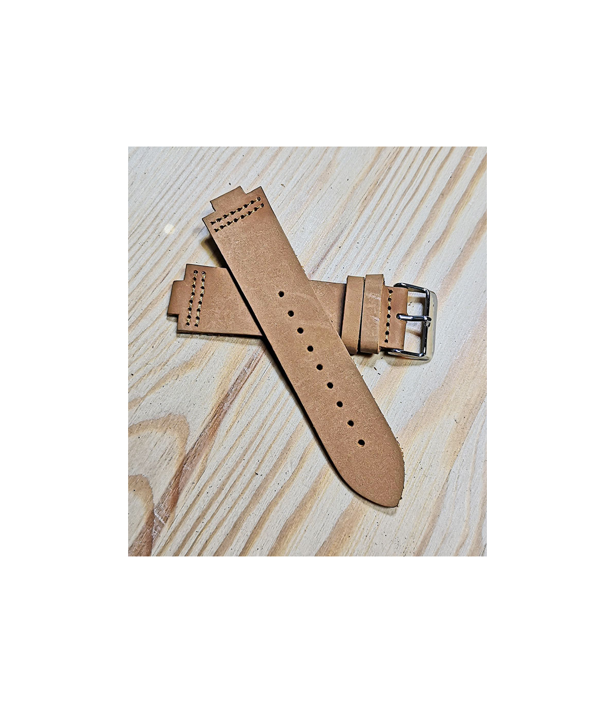Bruin Rundleren Horlogeband voor houten horloge