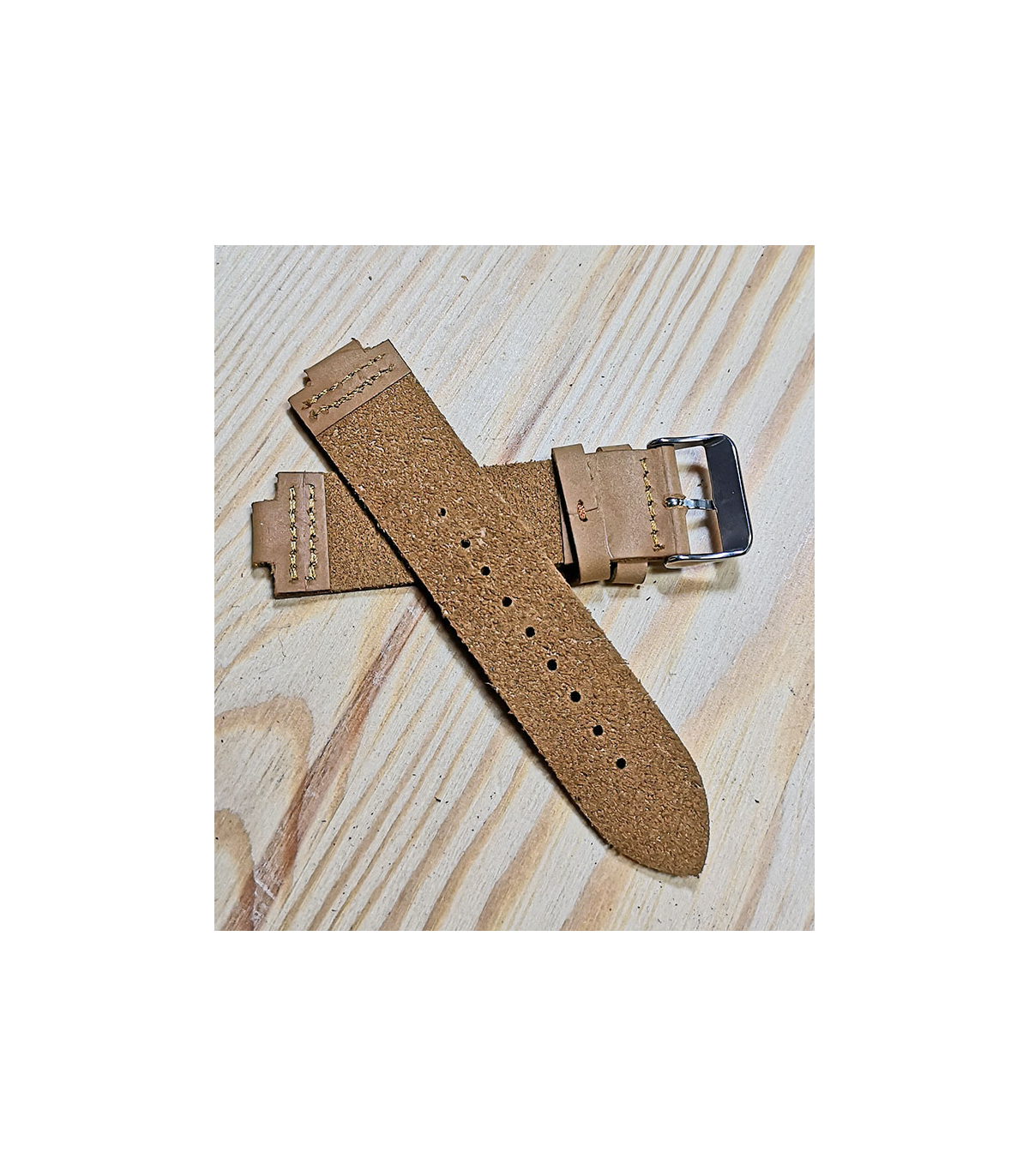 Bruin Rundleren Horlogeband voor houten horloge