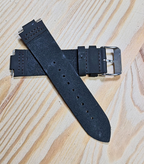 zwart Rundleren Horlogeband voor houten horloge