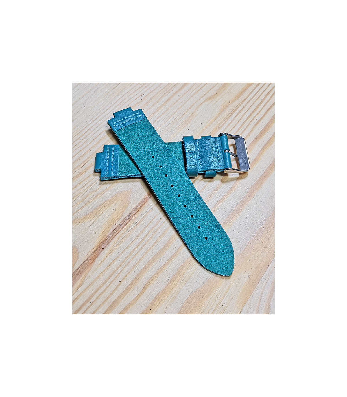 Zwart Rundleren Horlogeband voor houten horloge