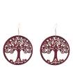 Houten Afrikaanse Oorbellen Tree of life (rood)