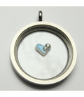 Charm hart 2-strass blauw