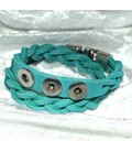 Gevlochten armband 38 cm / 3 miniclicks / donker turquoise