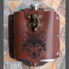 Flask in leder riemhoesje Wolf