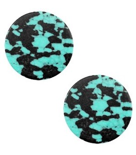 cabochon plat stone look 12mm Turquoise-black
